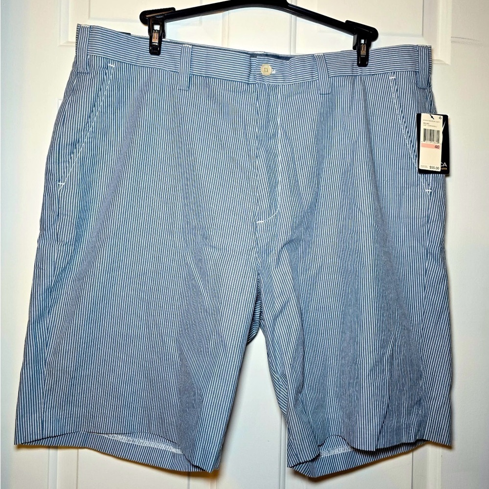 Nautica Men’s Size 40 Blue White Pinstripe Shorts Trimmer Than Classic NWT
